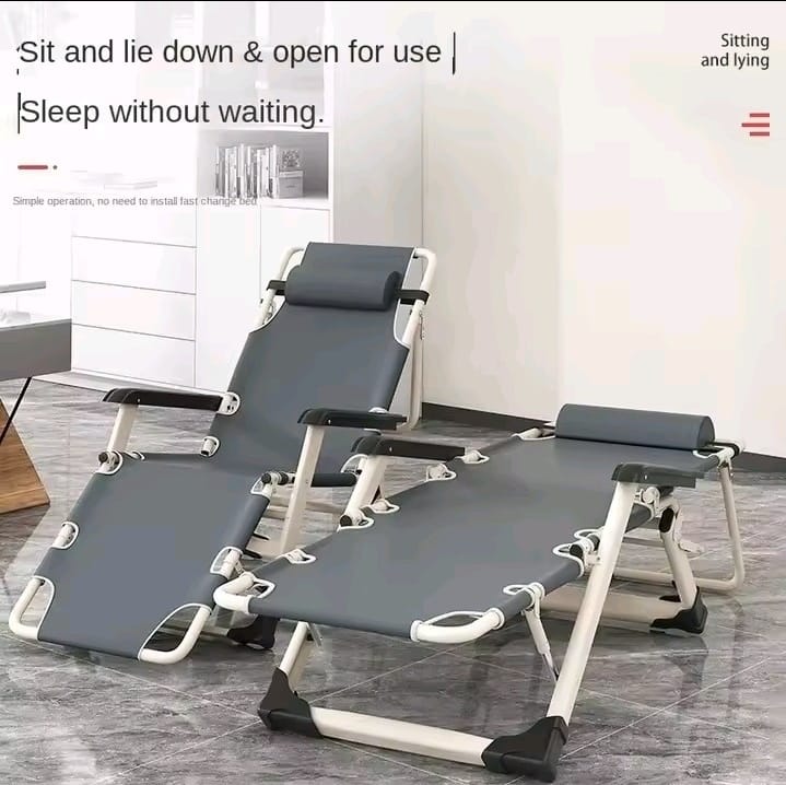 Folding Recliner Backrest Lazy Beach Chair Leisure Cool Recliner Bed Portable Home Balcony Marching Bed Home Camping