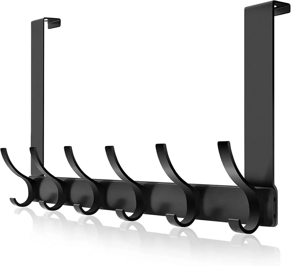 خطاف باب لتعليق الملابس مع 6 خطافات معدنية