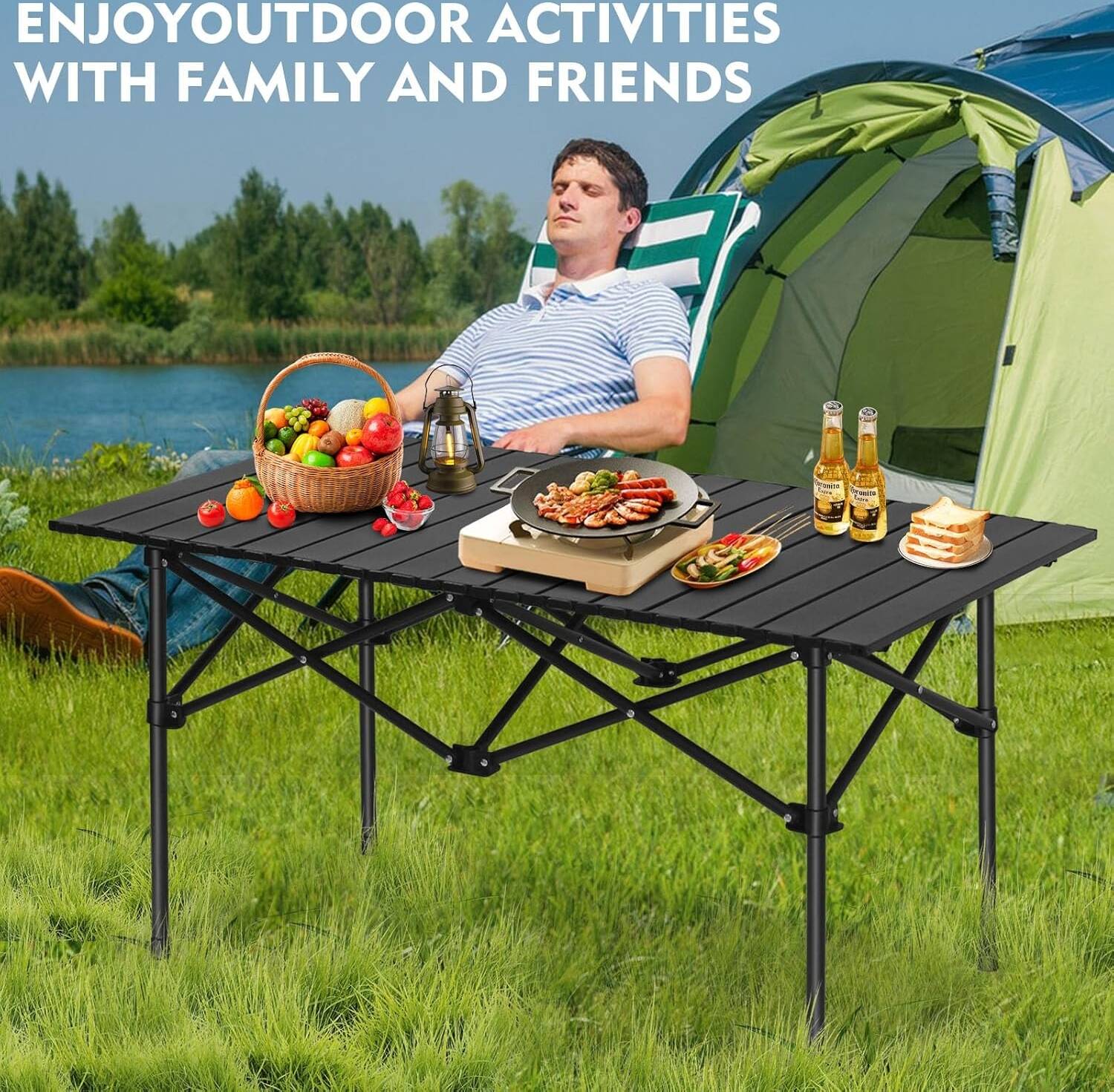 Folding Camping Picnic Table 120 x 55 x 50 cm