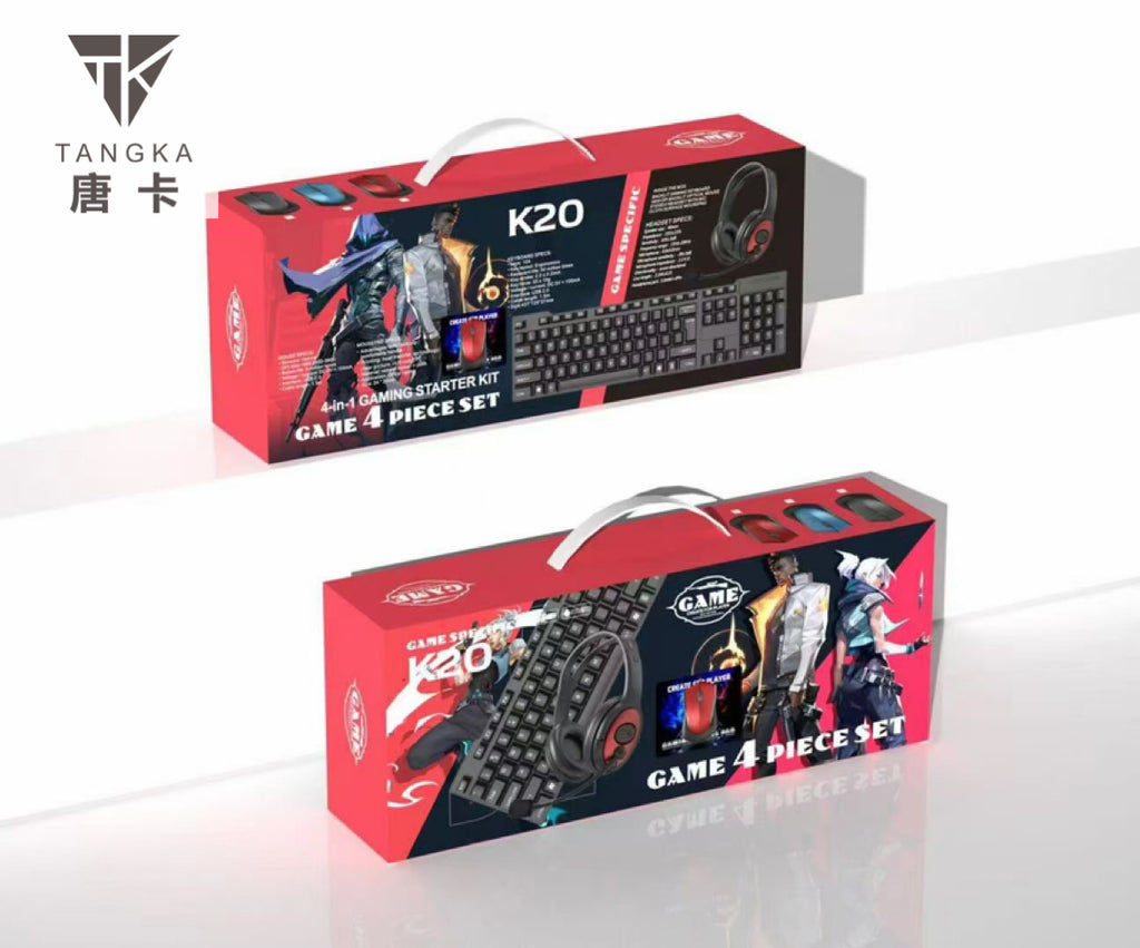 مجموعة K20 4 في 1 للألعاب، ماوس ولوحة مفاتيح وسماعة رأس ولوحة ماوس
