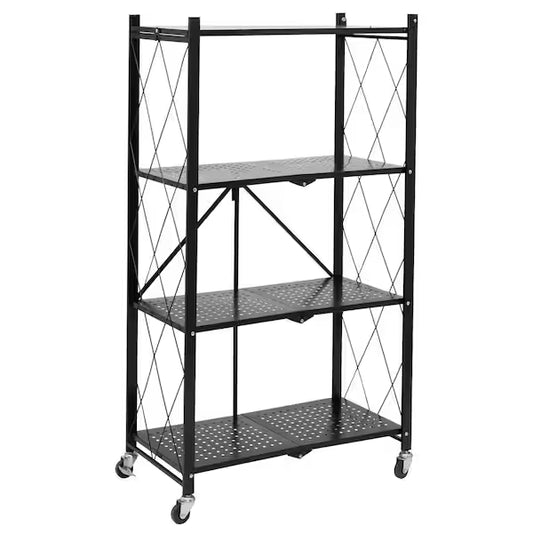 4 Layer Steel folding rack shelf with wheels
