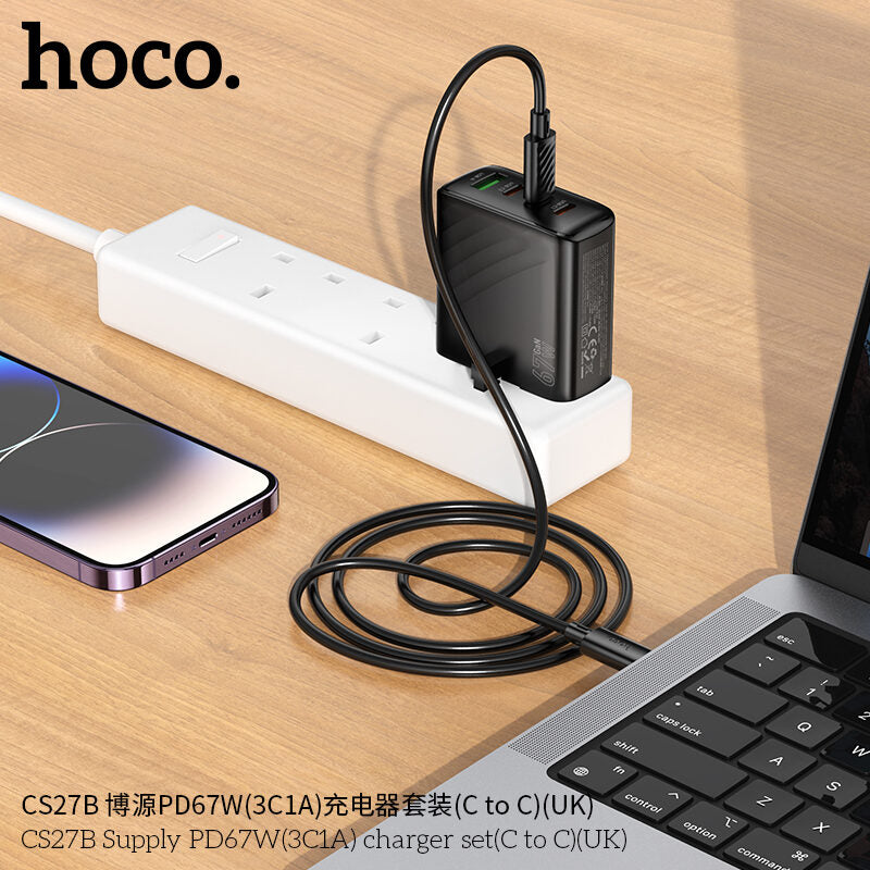 HOCO CS27B PD67W3 4 Port Charger With Type-C To Type-C Cable