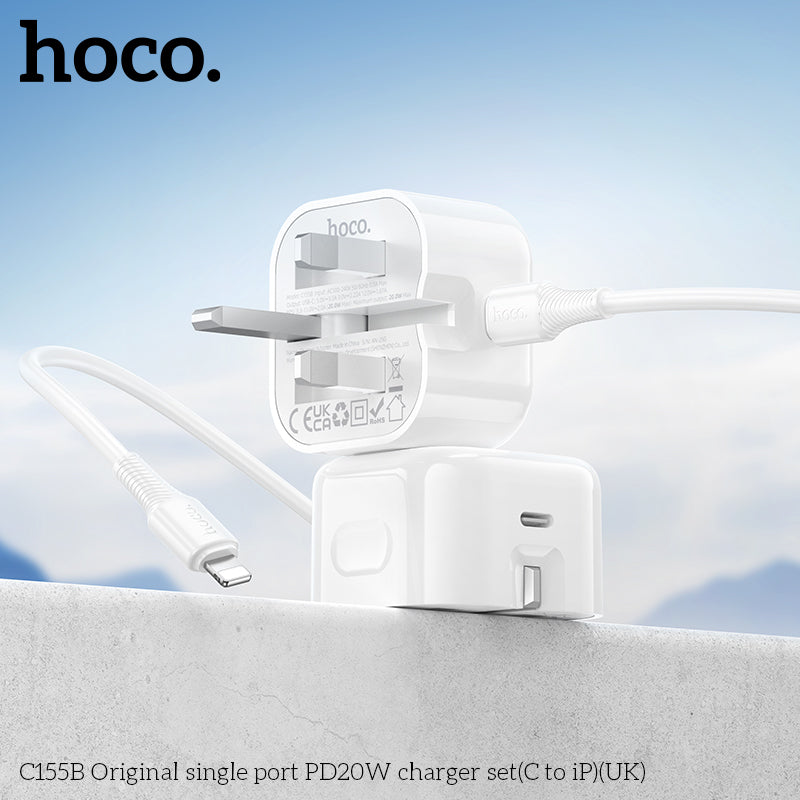 شاحن HOCO C155B السريع أحادي المنفذ USB-C بقدرة 20 واط