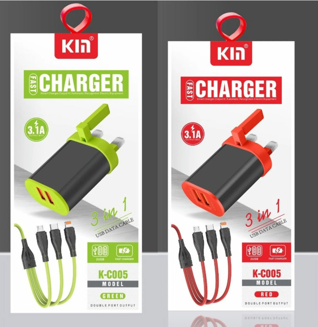 كين 3 في 1 كابل شاحن سريع
