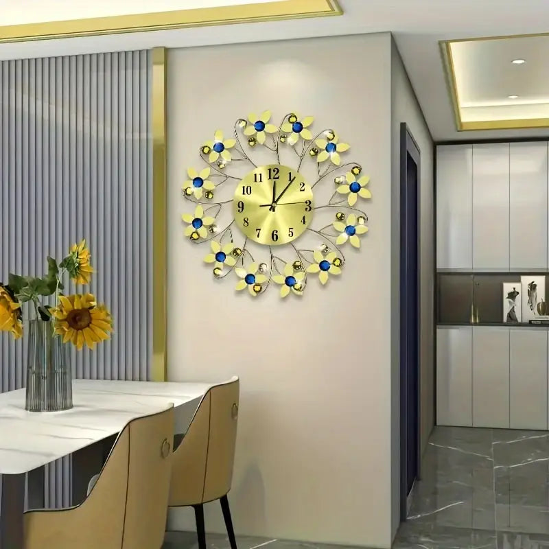 Golden Flower Metal fancy Wall Clock