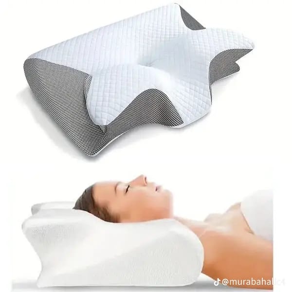 وسادة مريحة ومُصممة هندسيًا من إسفنج الذاكرة لدعم الرقبة والكتفين أثناء النوم على الجانب.