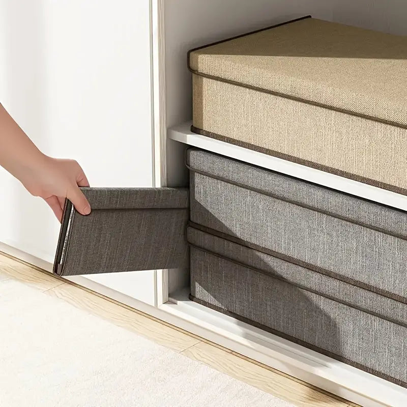 3-in-1 Drawer Organizer Box with Lid, Minimalist Non-Woven Fabric Storage for Underwear, Socks