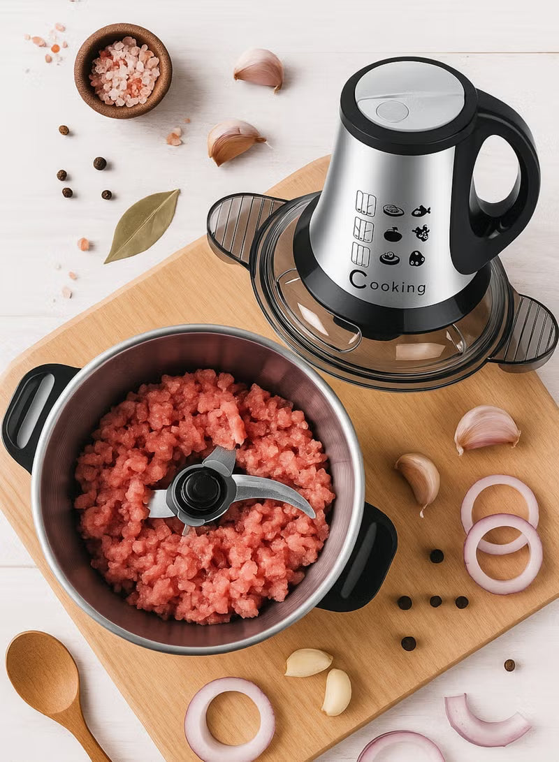 Electric Meat Grinder, 3L Food Chopper, Stainless Steel Chopper with 4 Blades