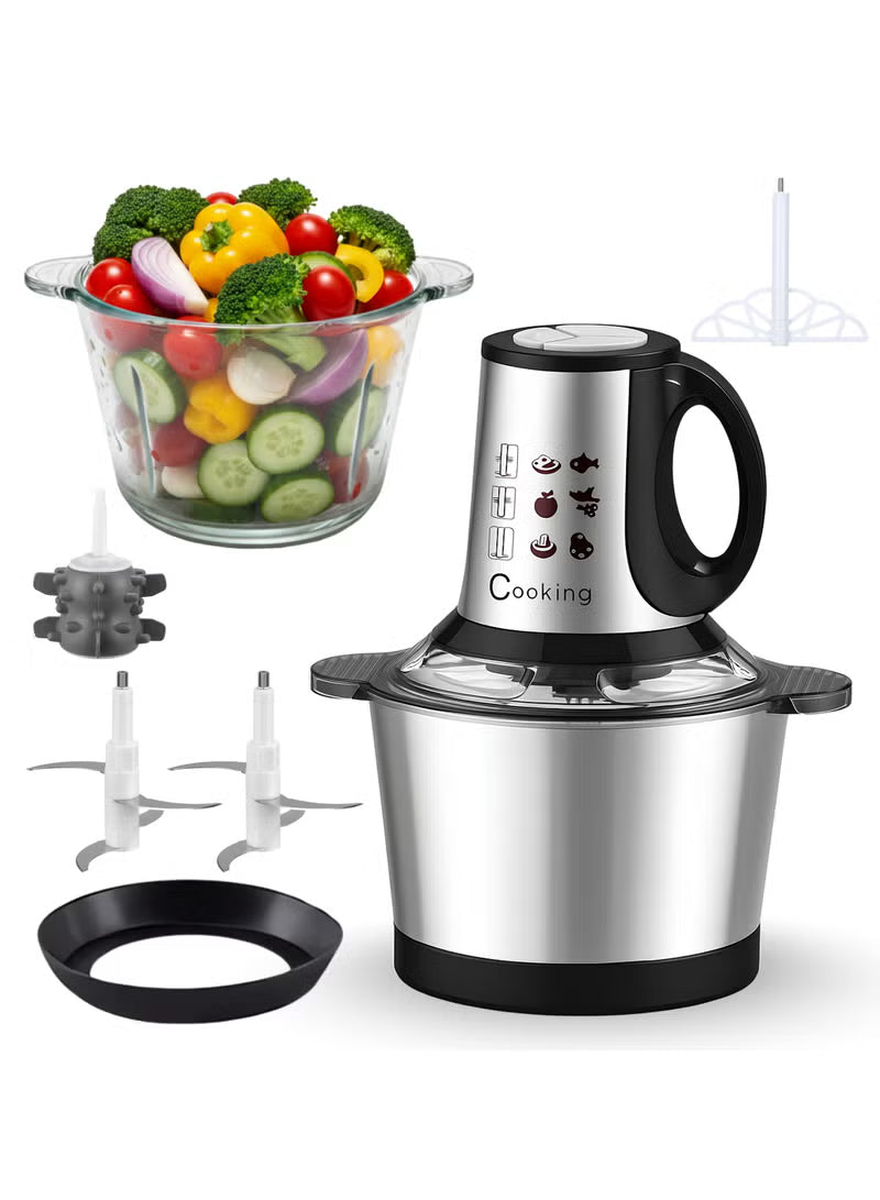 Electric Meat Grinder, 3L Food Chopper, Stainless Steel Chopper with 4 Blades
