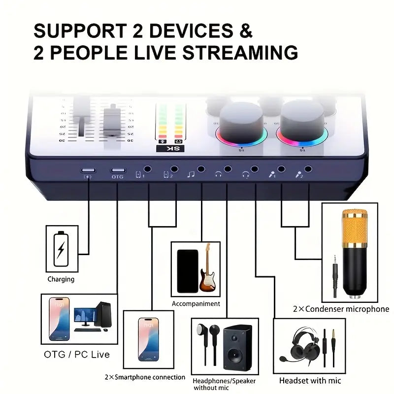 خلاط صوت محمول SK2 مع مجموعة ميكروفون LCT240 كاملة