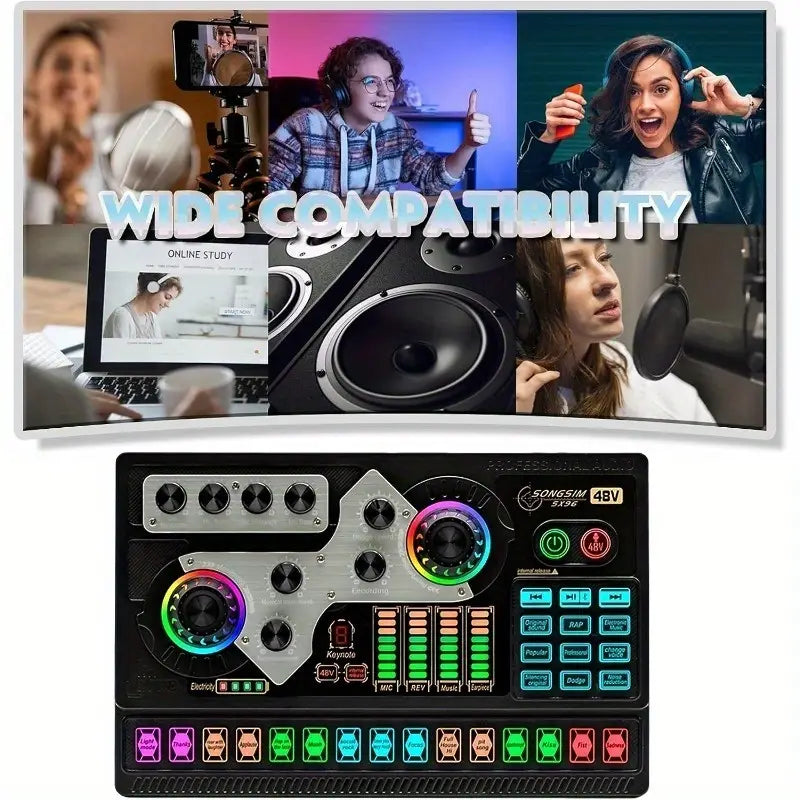 خلاط بطاقة صوت SX96 48V مع ميكروفون U87P للبث المباشر للكمبيوتر والغناء في الهواء الطلق وخلاط منزلي
