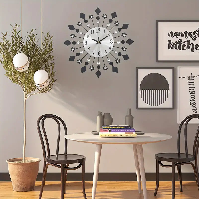 Diamond Flower Metal Fancy Wall Clock