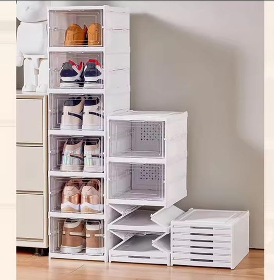 Portable Shoe Rack 6 Tier – Multi-Functional Storage Cabinet Collapsible, Folding Organizer with Door for Convenient and Space-Saving Storage