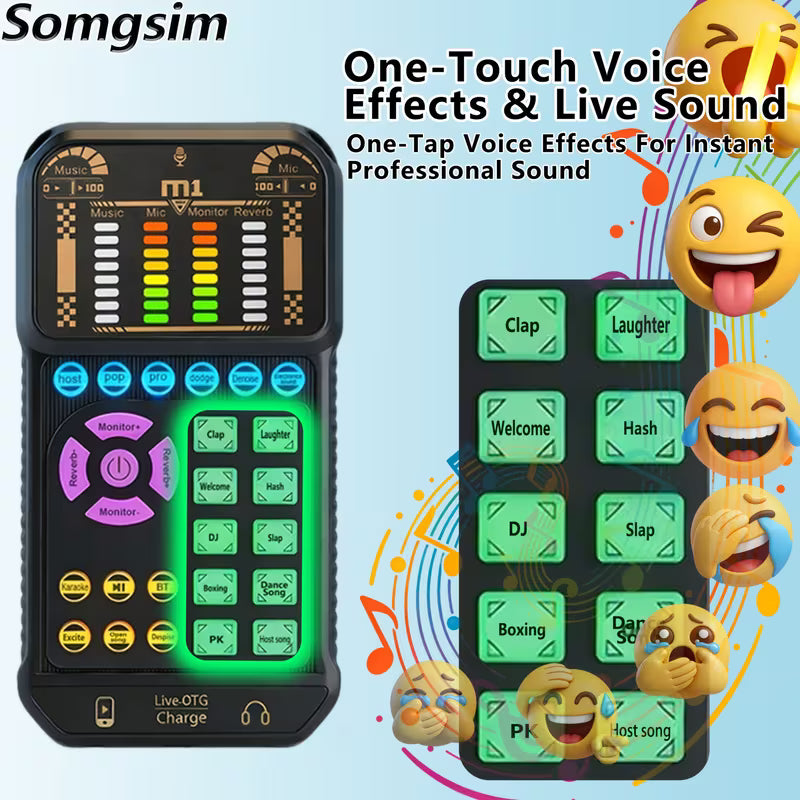 M1 Portable Handheld Sound Card with Microphone & Headphone