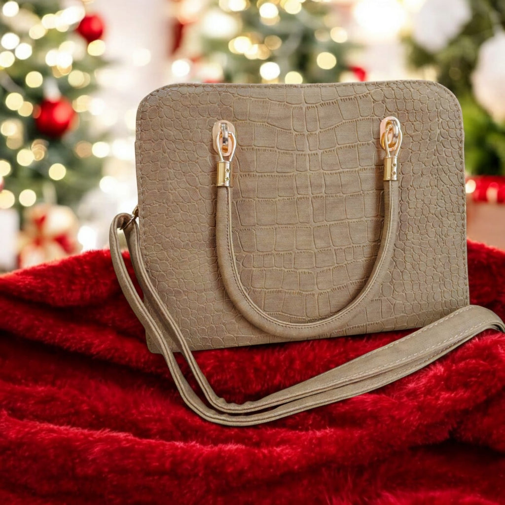 حقيبة مربعة بنقشة تمساح 