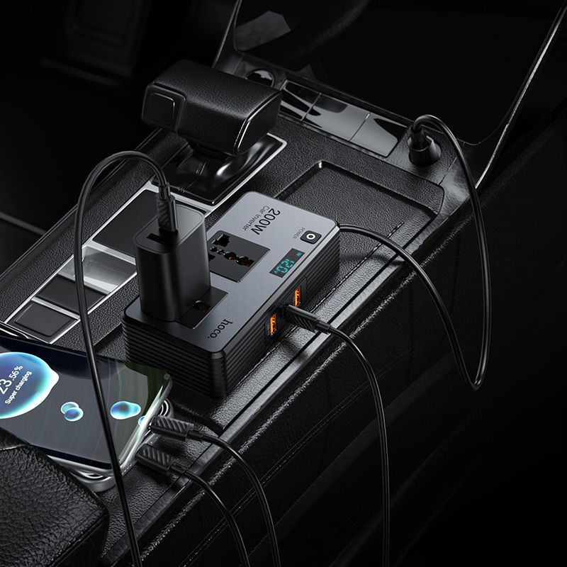 HOCO Z66 66W Car AC Inverter & Fast Charger with PD and QC3.0