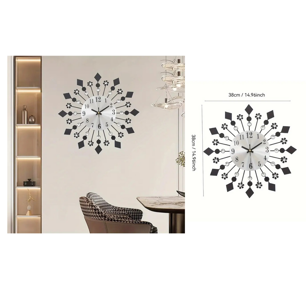 Diamond Flower Metal Fancy Wall Clock