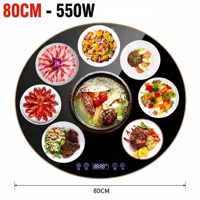 Electric Warming Tray Round Food Warmer Hot Plate 80cm