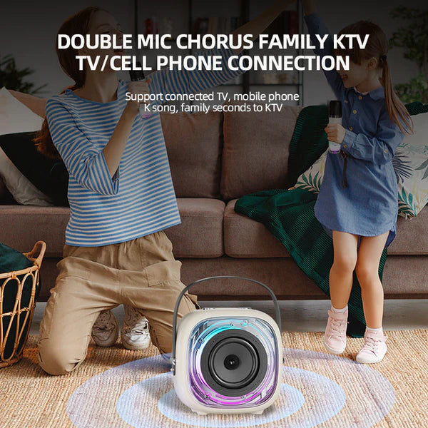 مكبر صوت كاريوكي محمول متعدد الوسائط مزود بميكروفونين - K29