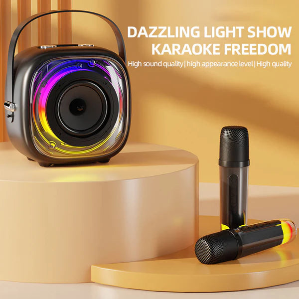 مكبر صوت كاريوكي محمول متعدد الوسائط مزود بميكروفونين - K29