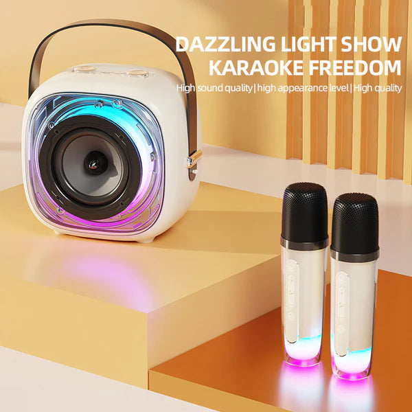 مكبر صوت كاريوكي محمول متعدد الوسائط مزود بميكروفونين - K29