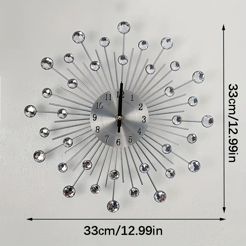 Star Silver Color Crystal Metallic Fancy Wall clock
