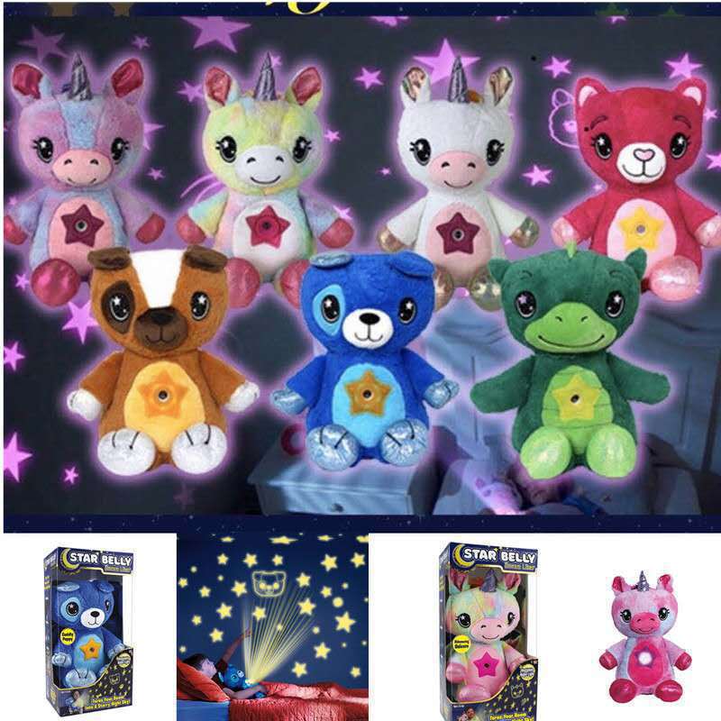 Star Belly Dream Lights, Stuffed Animal Night Light, Cuddly  Puppy or Unicorn - Projects Glowing Stars & Shapes in 6 Gentle Colors