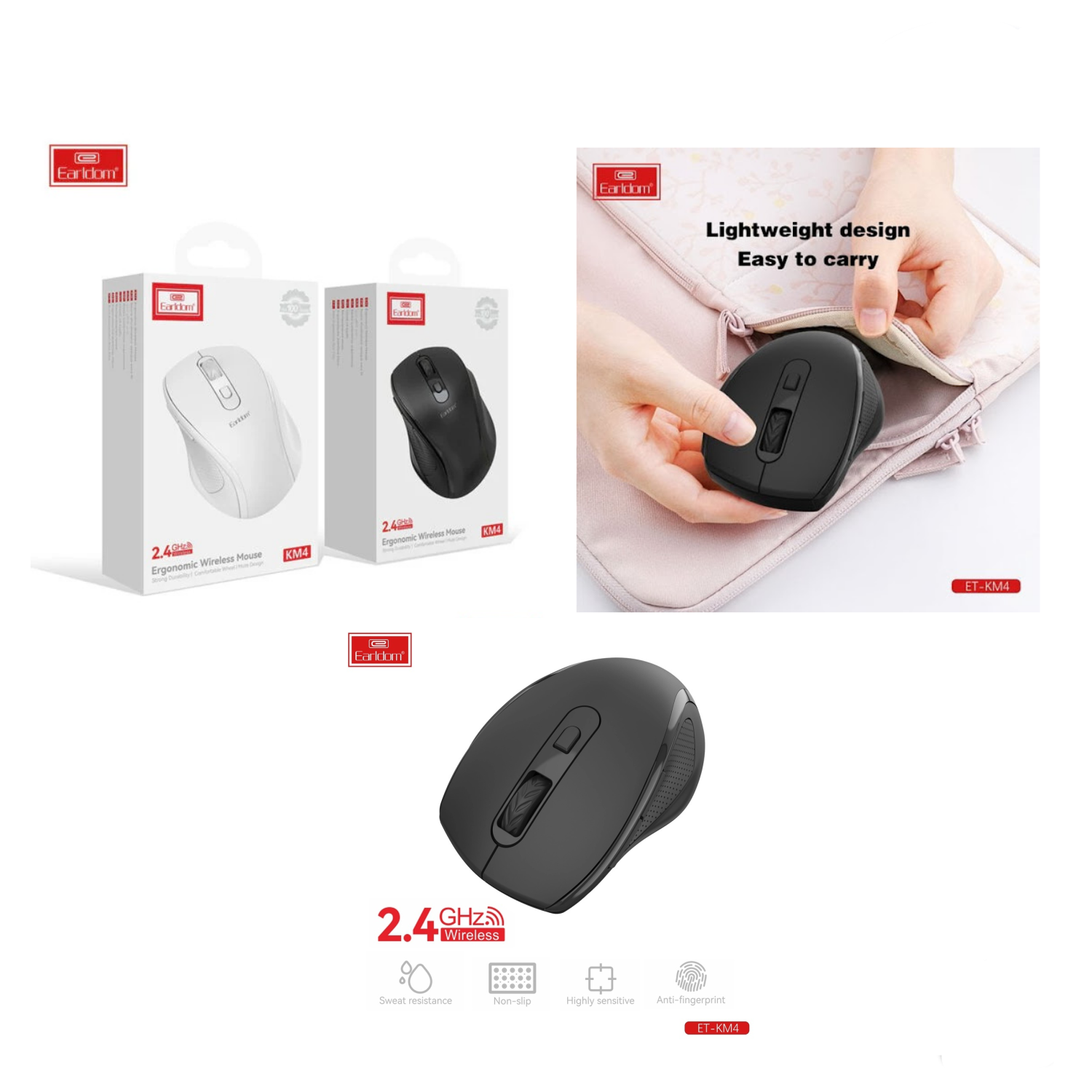 Earldom Ergonomic Wireless Mouse KM4