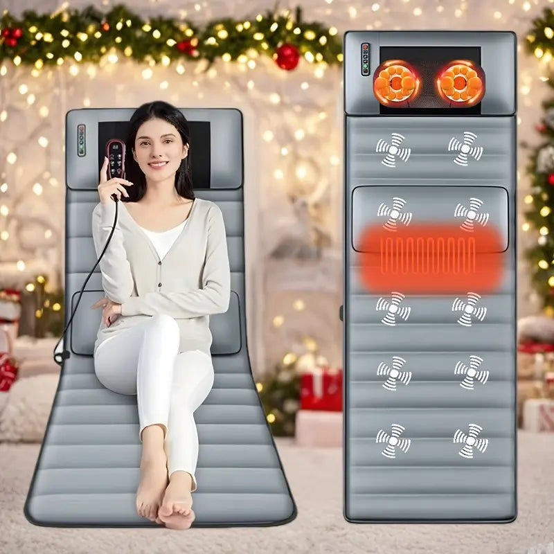 وسادة تدليك الجسم بالكامل مع شياتسو للرقبة، واسترخاء حراري للقطن، واهتزاز في 10 مناطق