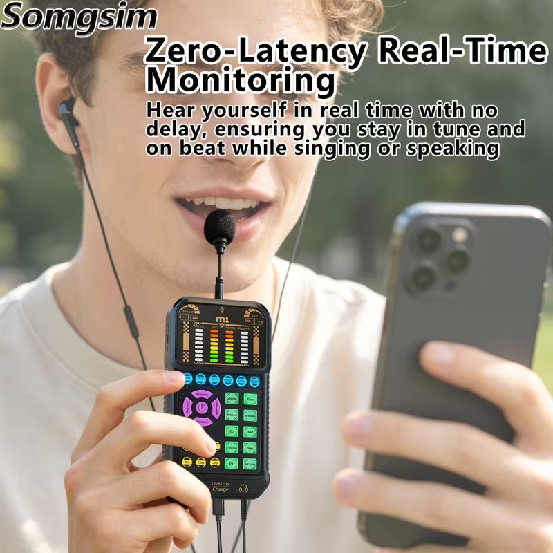 M1 Portable Handheld Sound Card with Microphone & Headphone
