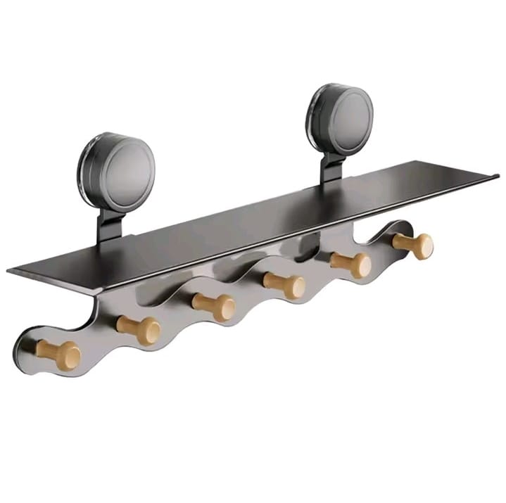 حامل دش مع كوب شفط مفرغ من الفولاذ الكربوني، رف تخزين مثبت على الحائط