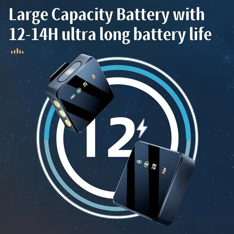 ميكروفون لافاليير لاسلكي مزدوج مع خاصية تقليل الضوضاء ومقاومة الرياح