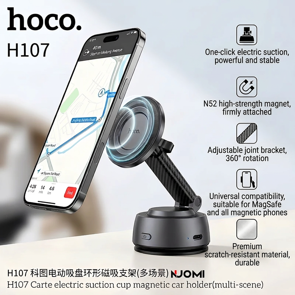 HOCO H107 Carte electric suction cup magnetic car holder(multi-scene)