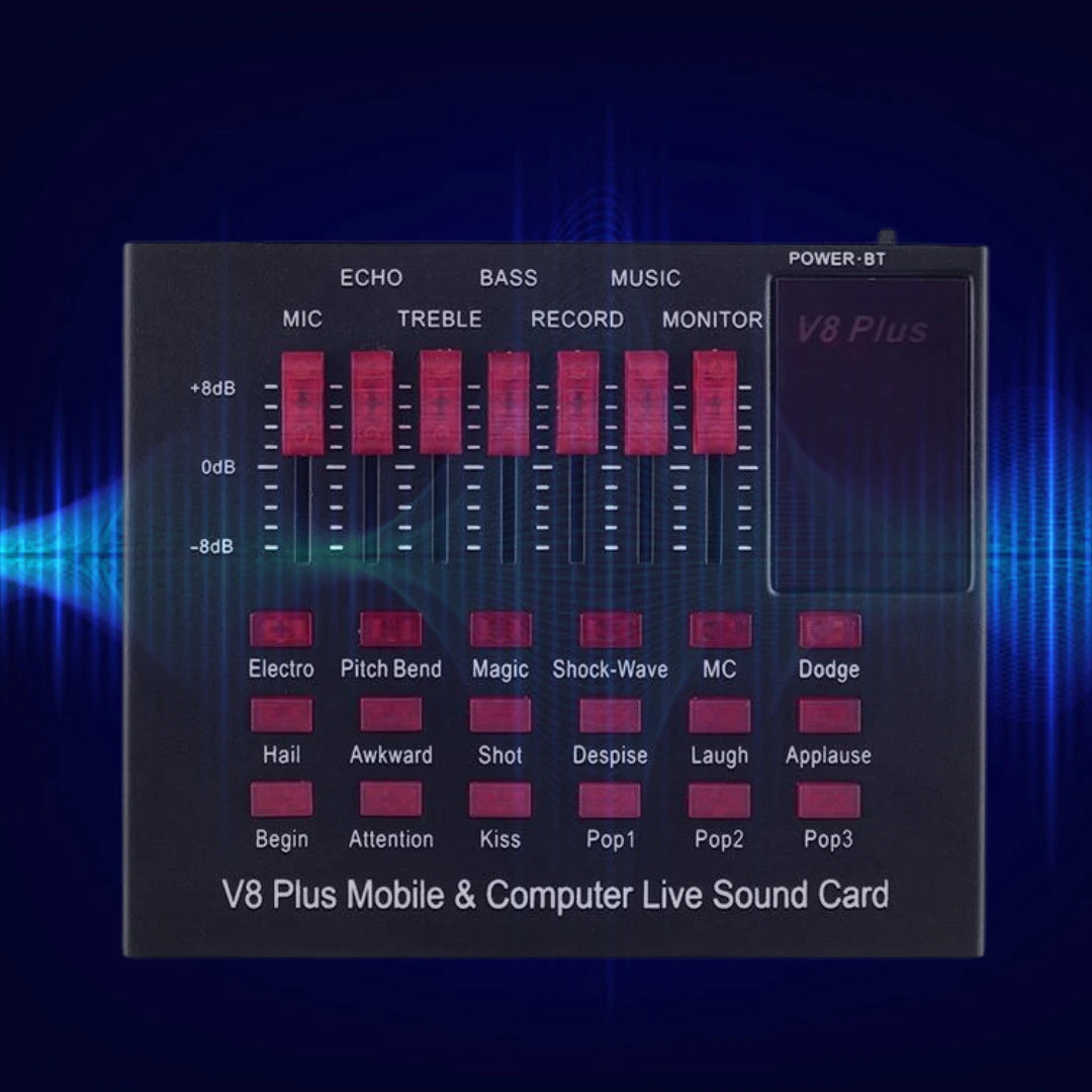 بطاقة صوت البث المباشر لبودكاست V8 Plus