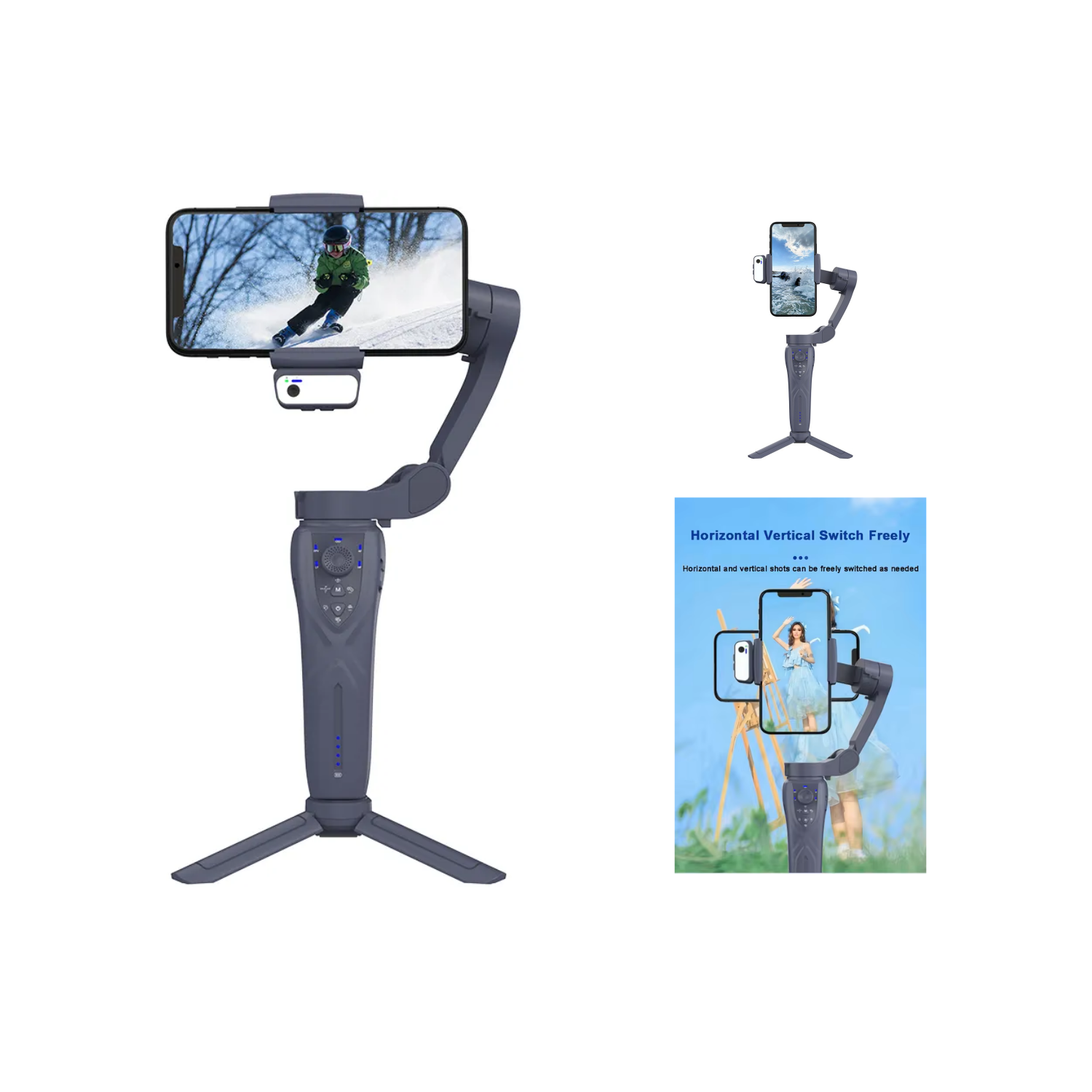 مثبت الهاتف المحمول الجديد F12، مثبت الهاتف المحمول الرقمي، مثبت الهاتف المحمول مع بطارية، 3 محاور لتتبع الوجه والأشياء