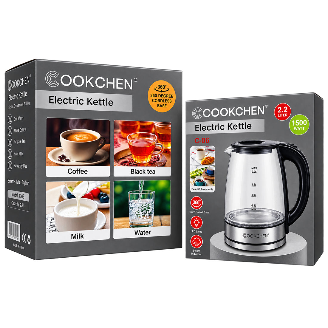 2.2L Glass Electric Kettle 1500W