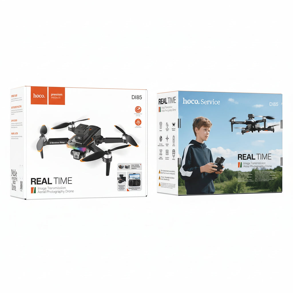 طائرة HOCO DI85 بدون طيار قابلة للطي مزودة بكاميرا عالية الدقة - واي فاي FPV، تدفق بصري، دوران 360 درجة، طائرة رباعية المراوح سهلة الاستخدام للمبتدئين