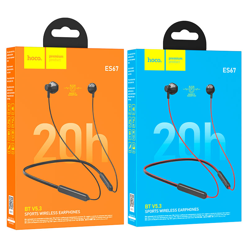 HOCO ES67 Sports Bluetooth Wireless Neckband Earphone 20Hrs