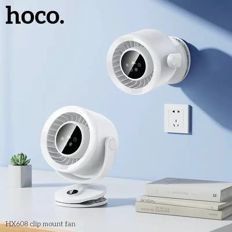 HOCO HX608 3‑in‑1 Automatic Rotating Clip Fan Table