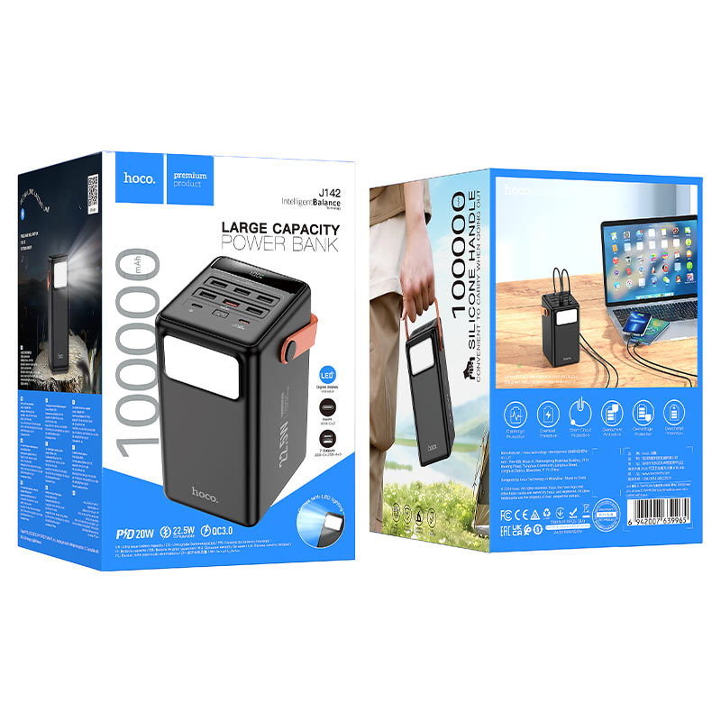 HOCO J142 Surpass 22.5W + PD20W 100000mAh Power Bank With Led Light
