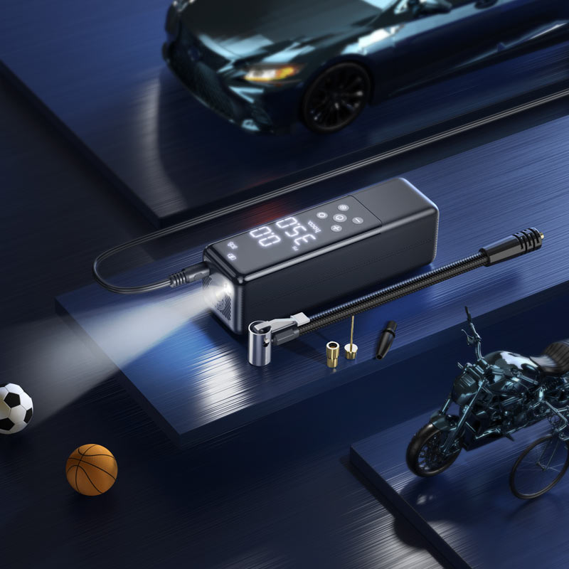 مضخة هواء ذكية HOCO ZP5، ضغط هواء 3.5 بار، أربعة أوضاع تشغيل، شاشة LED 