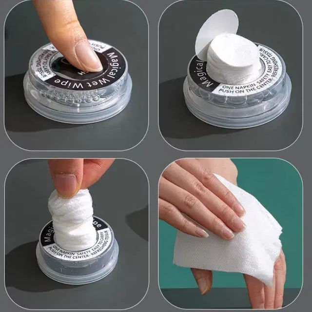 مناديل ماجيكال بوش المبللة توفر راحة الاستخدام مرة واحدة للتنظيف الفعال والصحي أثناء التنقل (علبة 50 قطعة)