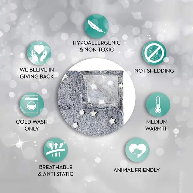 بطانية سحرية متوهجة في الظلام مع نجوم السماء، ناعمة للغاية ورقيقة، 50 بوصة × 60 بوصة