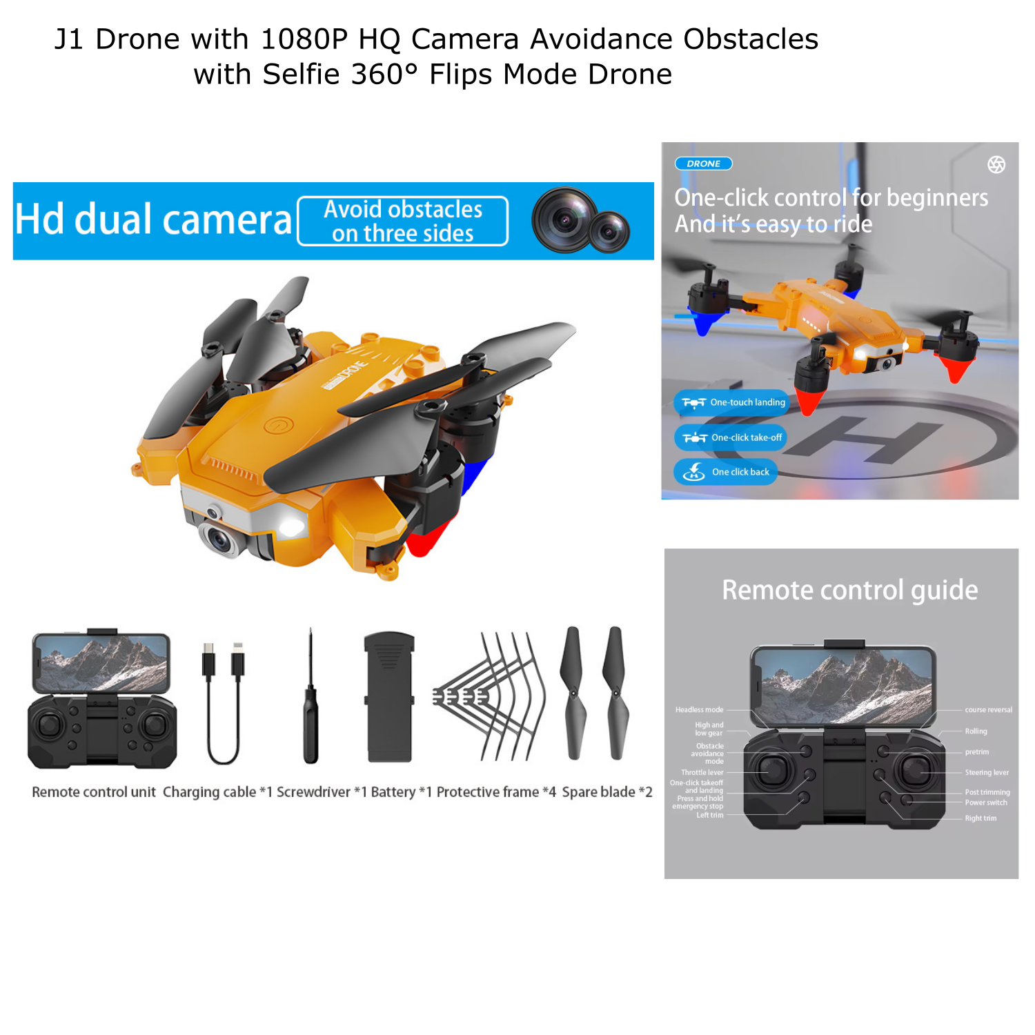 طائرة بدون طيار J1 مزودة بكاميرا بدقة 1080 بكسل مع خاصية تجنب العوائق