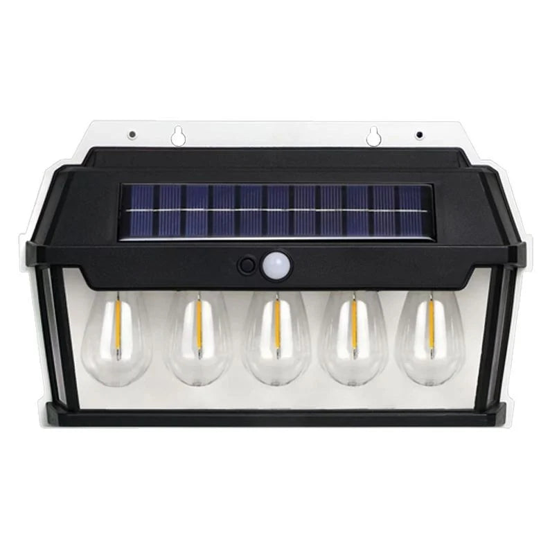 Solar wall lamp with 5 LED bulbs, IP65, 120° induction angle, 65W, dimmable