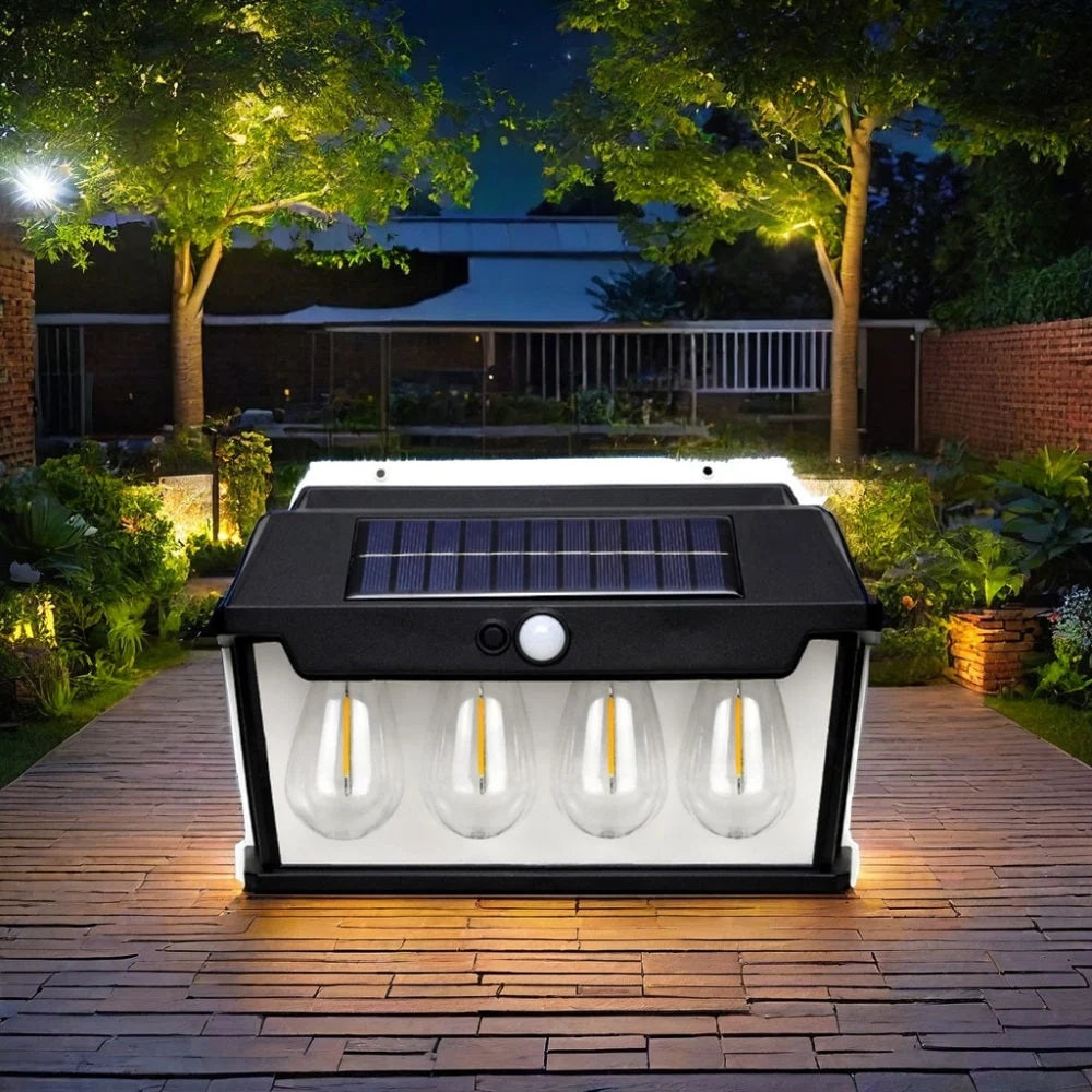 Solar wall lamp with 5 LED bulbs, IP65, 120° induction angle, 65W, dimmable