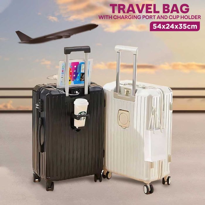 Cabin Travel Bag with Charging Port and Cup Holder 54cm