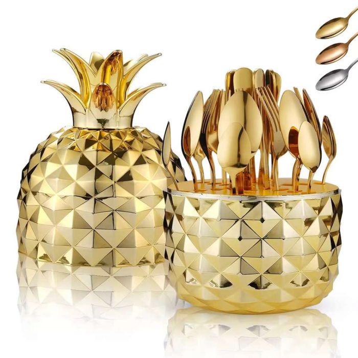 Pineapple ABS Mood Egg Stainless Steel Flatware Luxury Cutlery Set