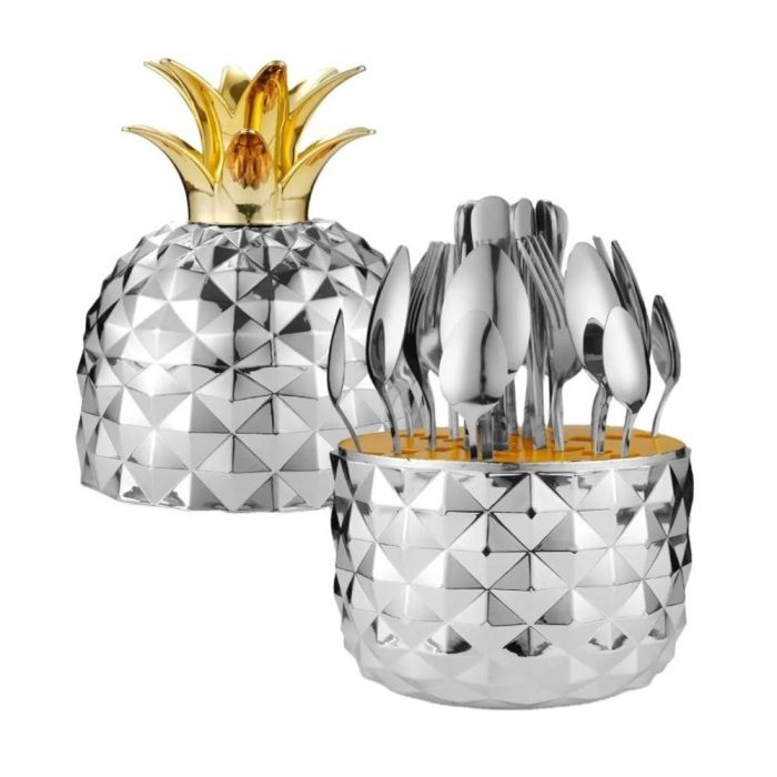 Pineapple ABS Mood Egg Stainless Steel Flatware Luxury Cutlery Set