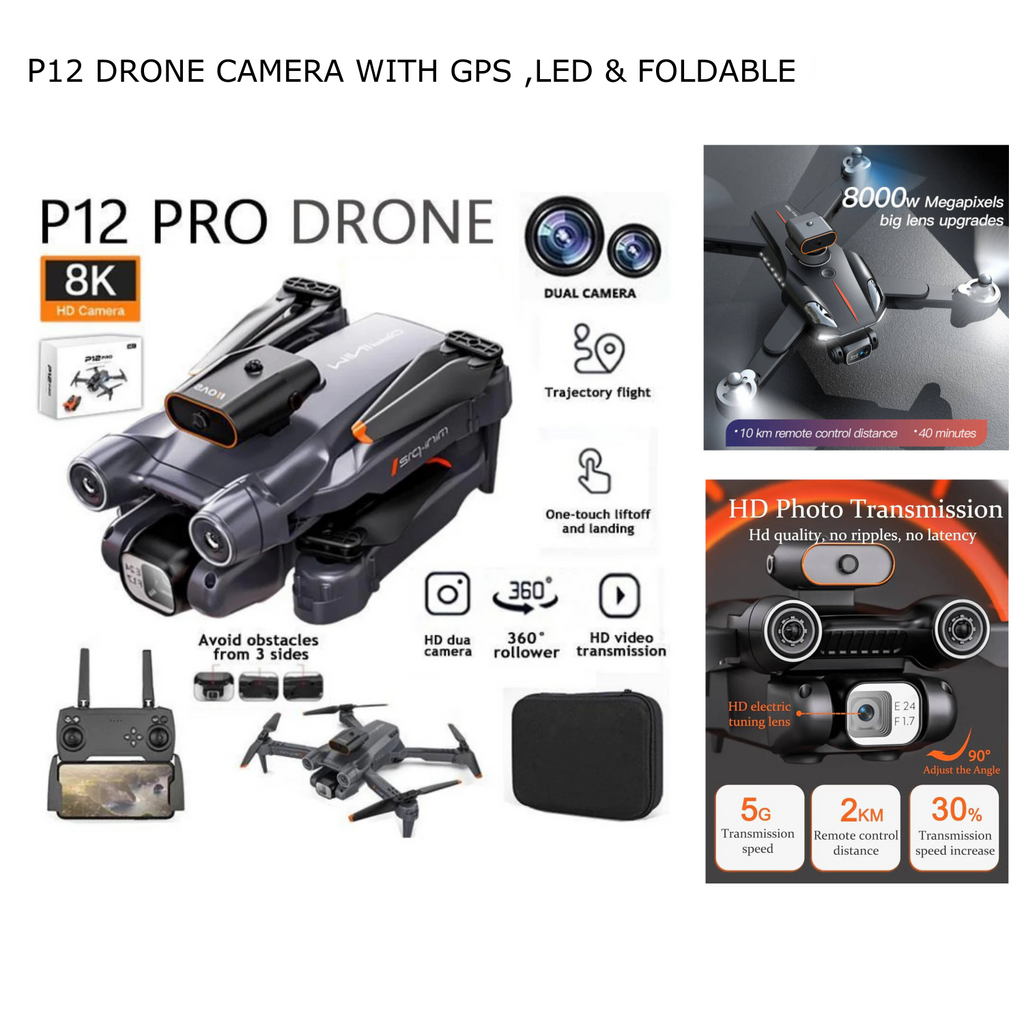 طائرة بدون طيار عامة P12 Pro عالية الدقة مزودة بكاميرا
